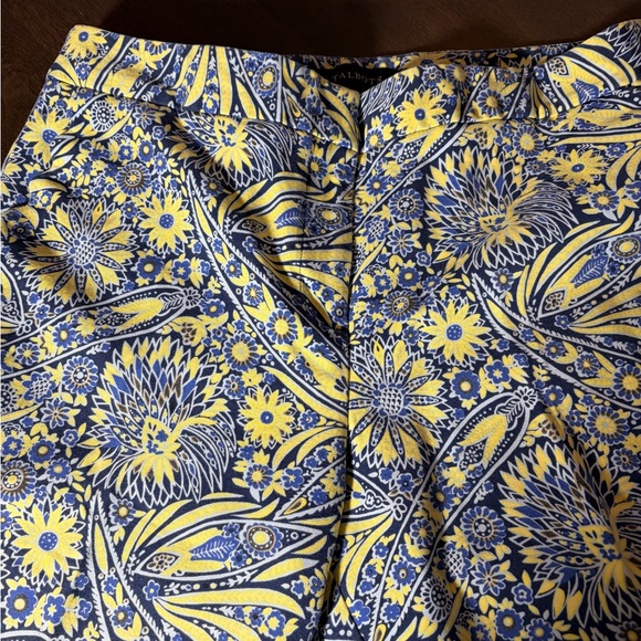 Talbots Blue and Yellow Floral Slim Ankle Pants - Picture 3 of 6
